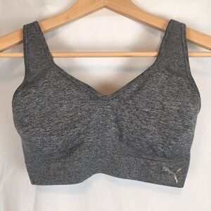 Women's Puma Performance Seamless Sports Bra with Adjustable Straps Gray Large